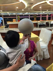 Lily spinning the ball on her finger